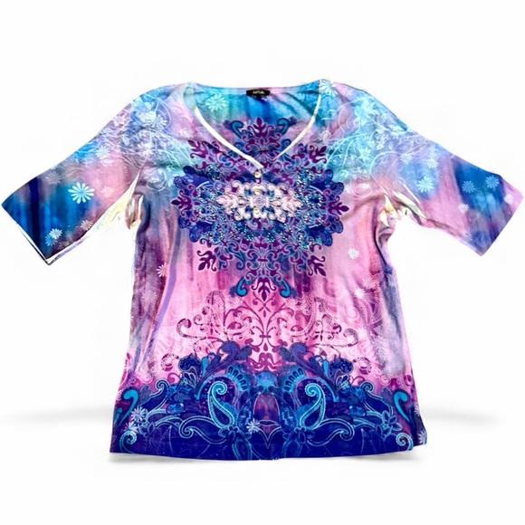 Apt. 9 Tops - Apt 9 Blue & Purple Embellished Tee Sz XL